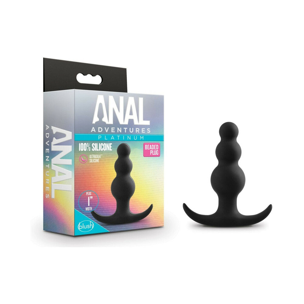 Anal Adventures Platinum Silicone Beaded Plug Black