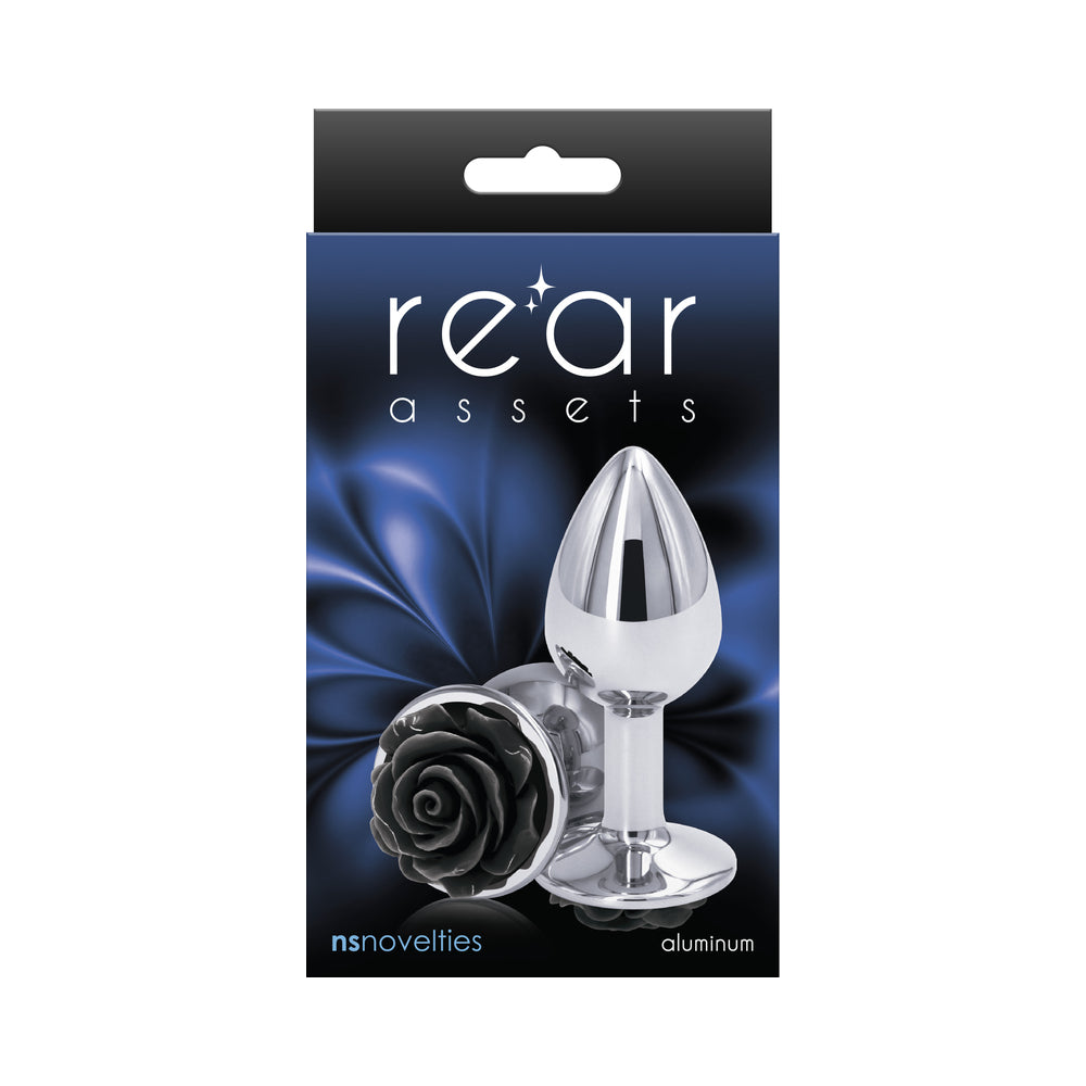 Rear Assets Rose Anal Plug Small Black