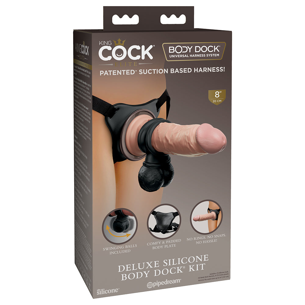 King Cock Elite Deluxe Silicone Body Dock Kit Beige/Black