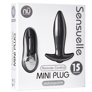 Sensuelle Remote Control Rechargeable 15 Function Mini Plug - Black