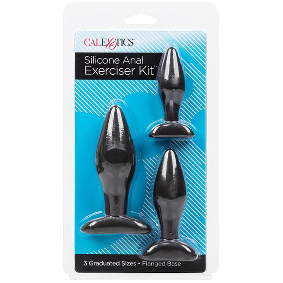 Silicone Anal Exerciser Butt Plug Kit - Black