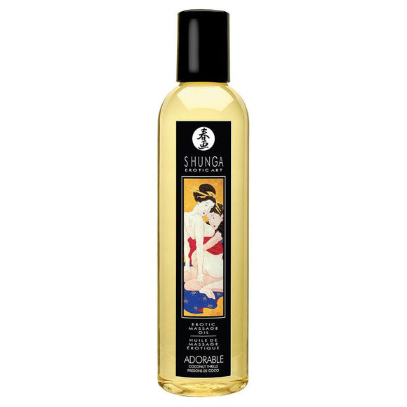 Shunga Erotic Massage Oil Adorable 8.5 oz. - Coconut Thrills