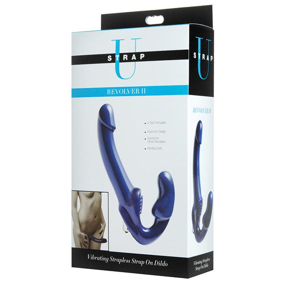 Revolver II Vibrating Strapless Strap-on Dildo - Blue