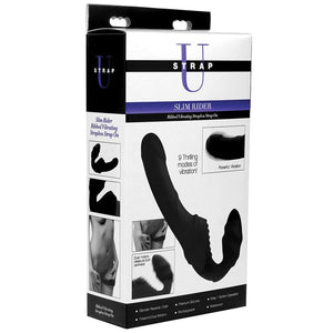 Strap U Slim Rider Ribbed Vibrating Strapless Strap-on