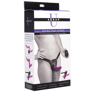 Strap U Double Take 10X Vibrating Double Penetration Strap-on - Purple or Black