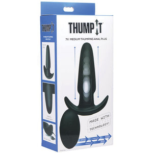 Thump-It 7X Medium Silicone Remote Control Butt Plug - Black