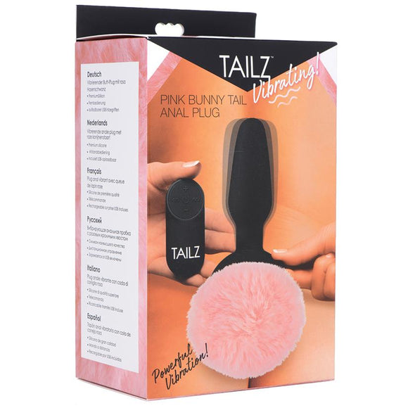 TAILZ Vibrating Bunny Tail Silicone Anal Plug - Pink