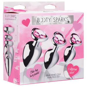 Booty Sparks Pink Heart Gem Anal Butt Plug Set