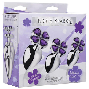 Booty Sparks Violet Flower Gem Anal Butt Plug Set